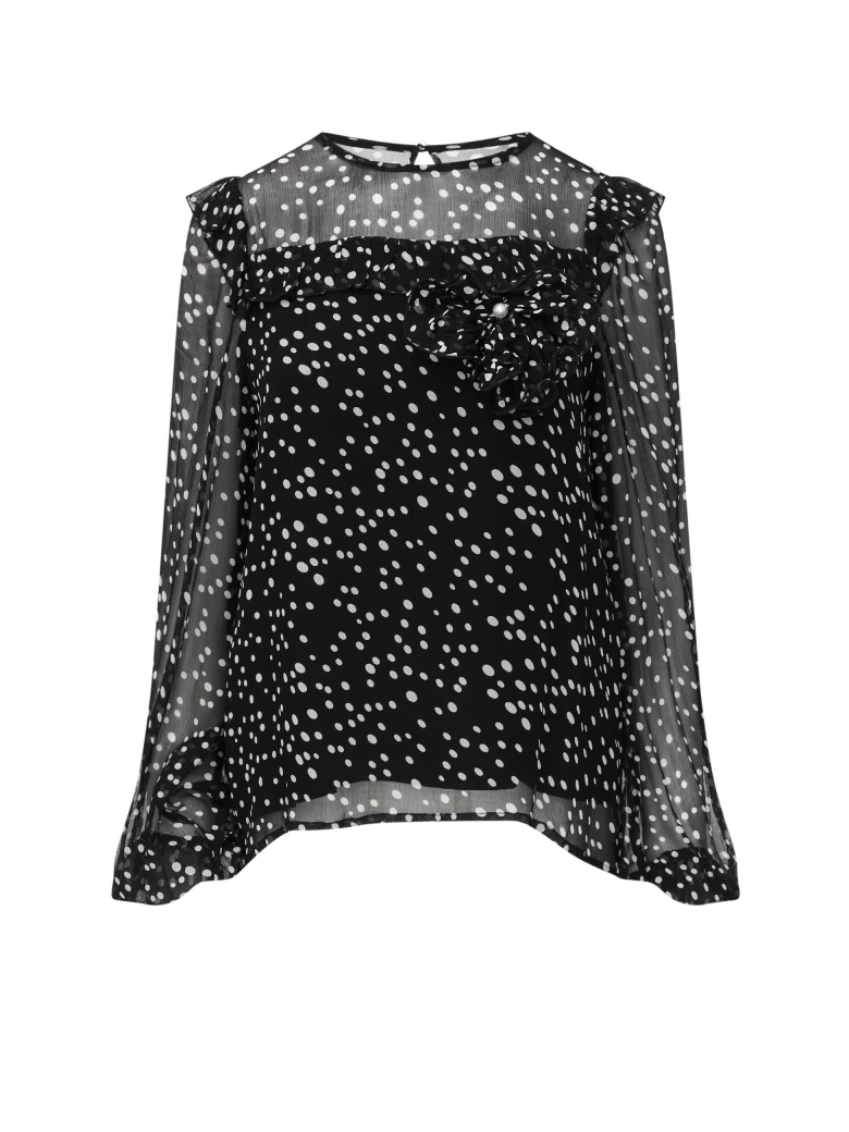 Black airy blouse with white peas