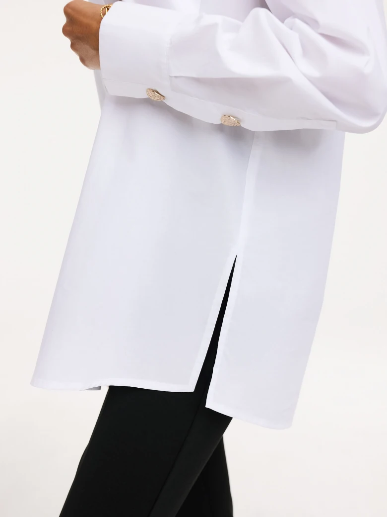 Cotton white shirt with decorative buttons