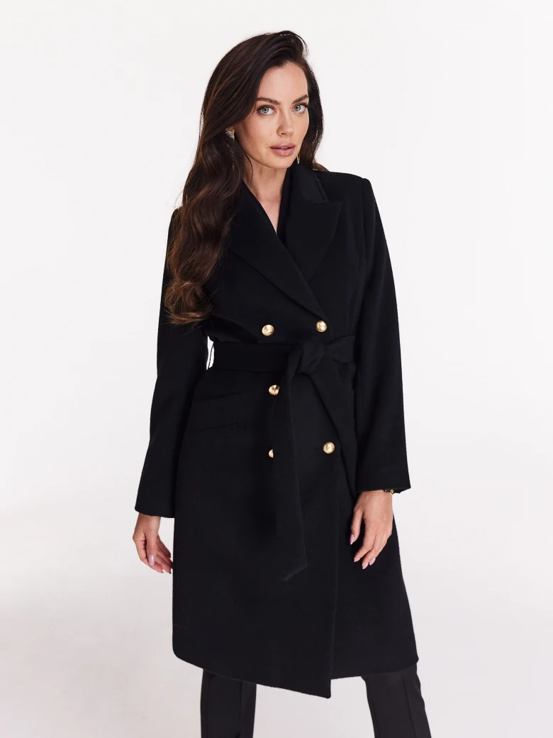 Black double-breasted coat