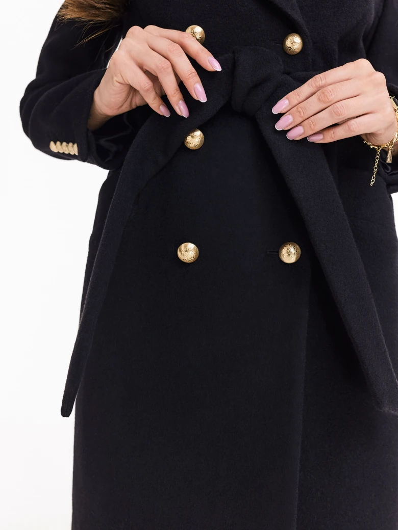 Black double-breasted coat