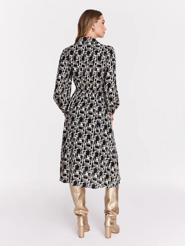 Geometric pattern viscose dress