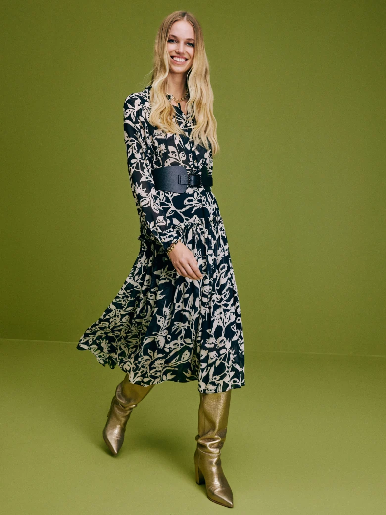 Midi length viscose shimmer dress