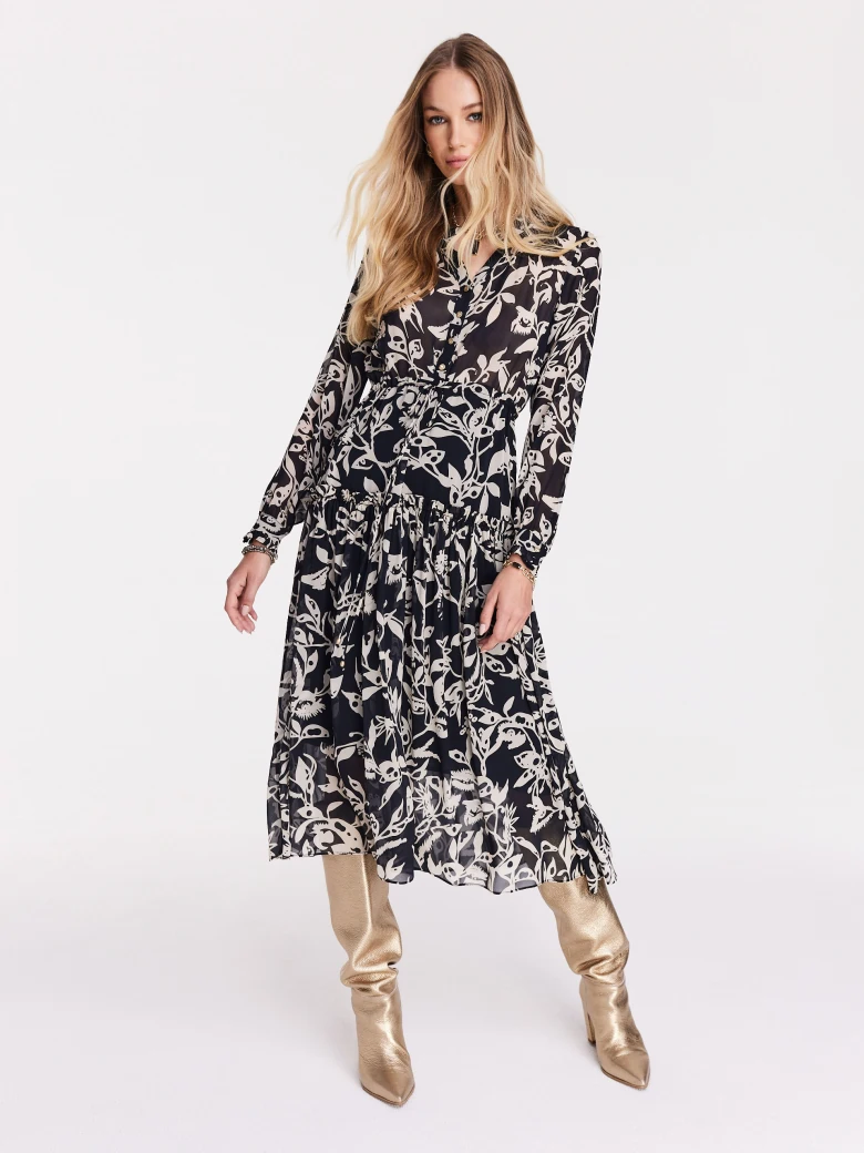 Midi length viscose shimmer dress