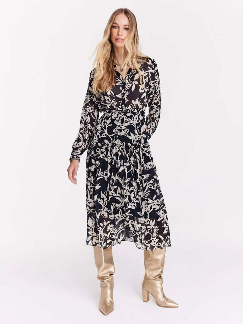 Midi length viscose shimmer dress