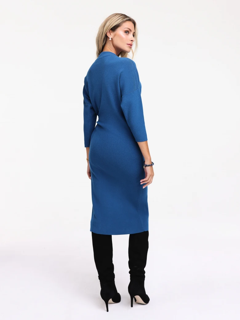 Blue fitted viscose dress