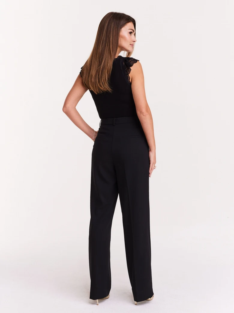 Loose black high-waisted pants