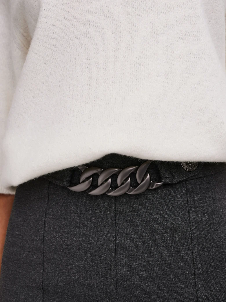 Grey fitted viscose fabric pants