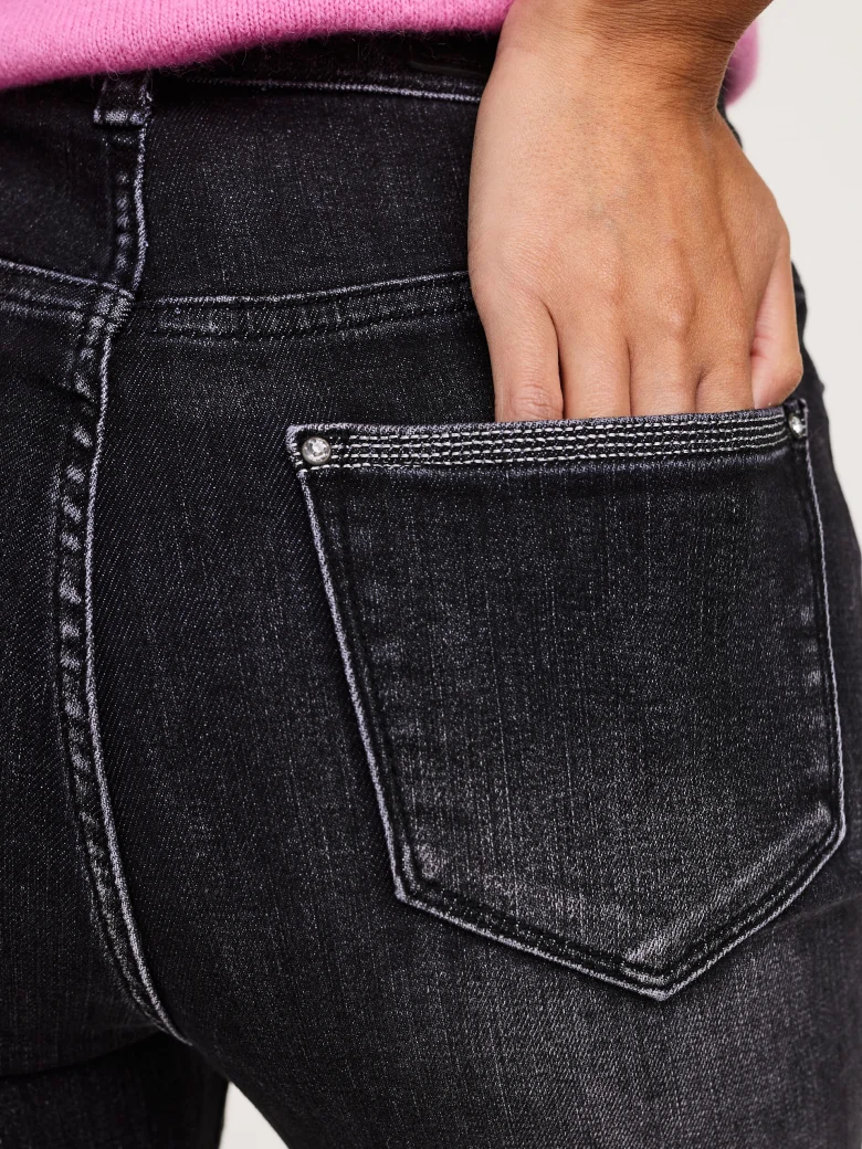 Grey denim pants with straight legs