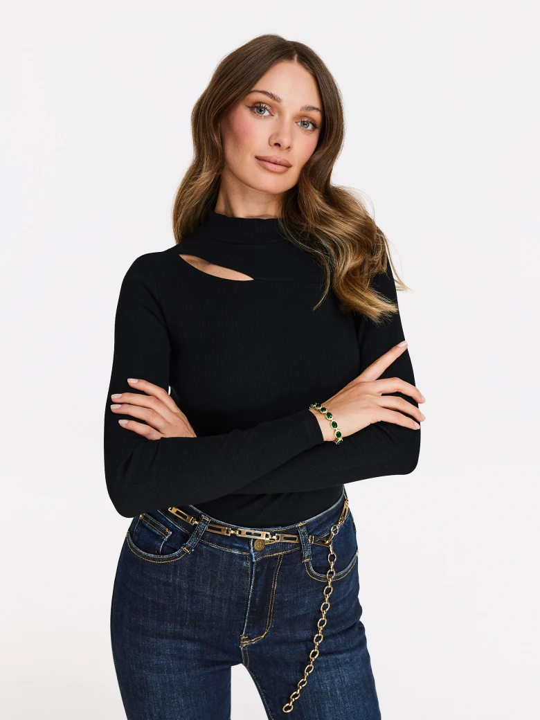 Navy blue fitted denim pants