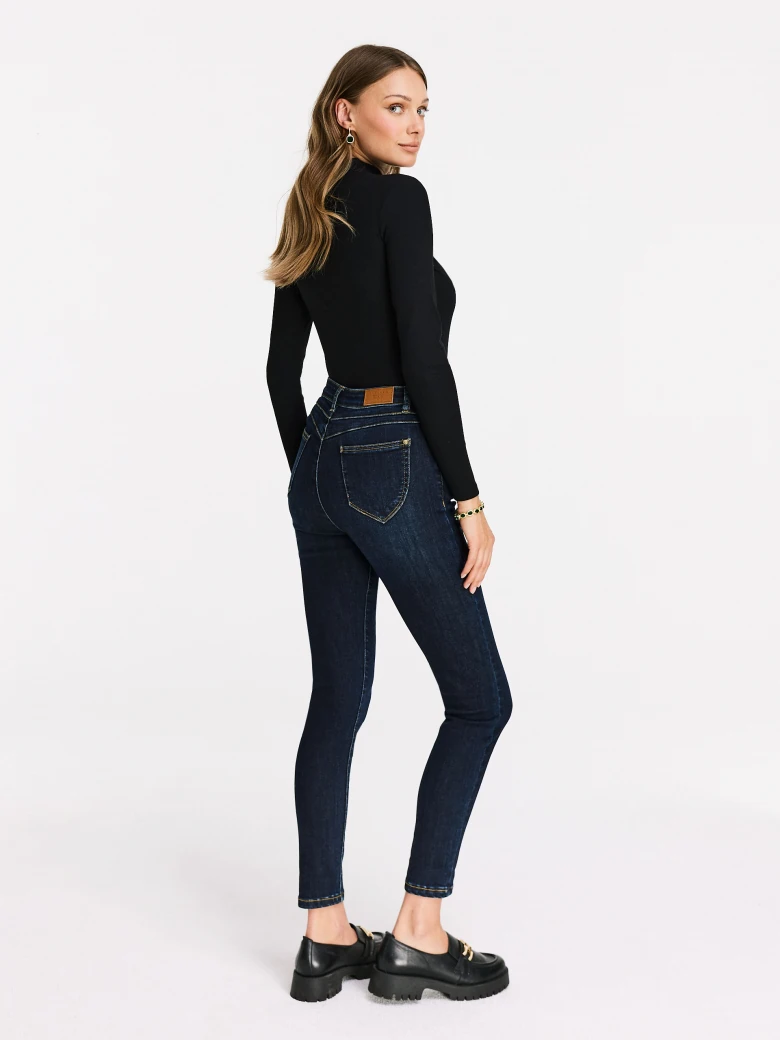 Navy blue fitted denim pants