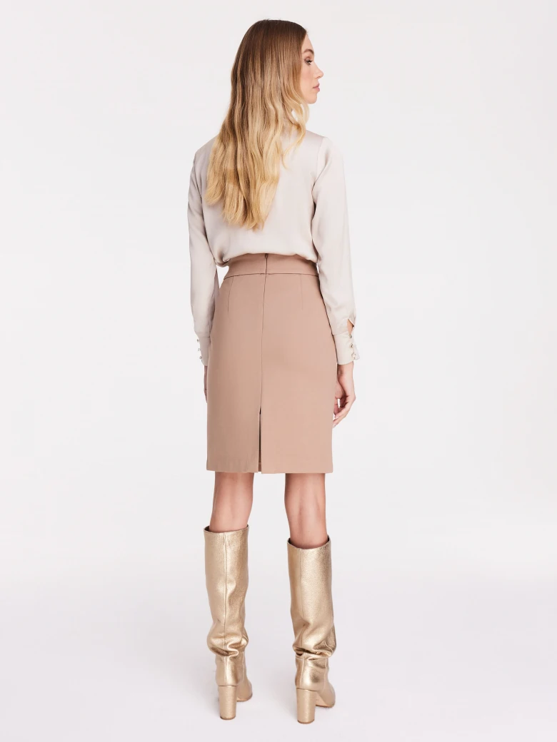 High-waisted pencil skirt in a warm shade of beige