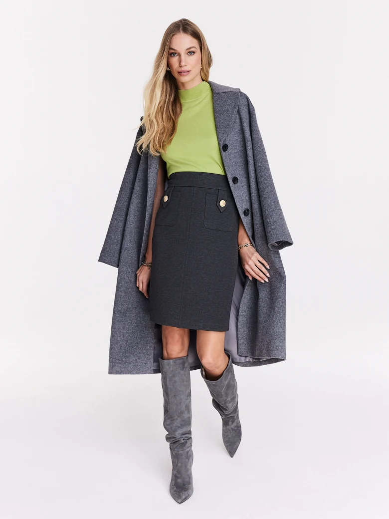 Grey high-waisted pencil skirt