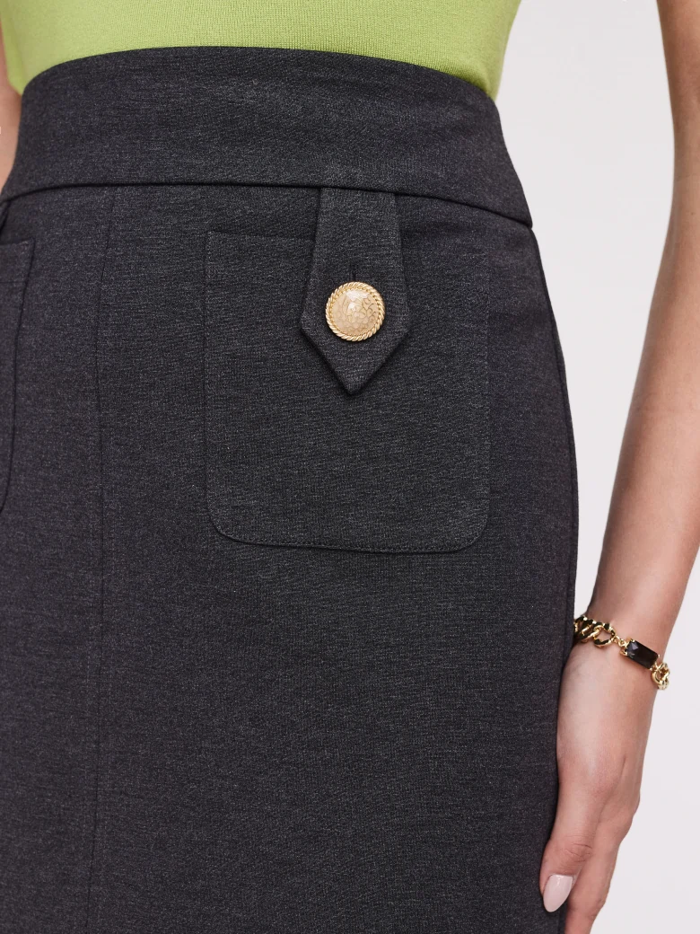 Grey high-waisted pencil skirt