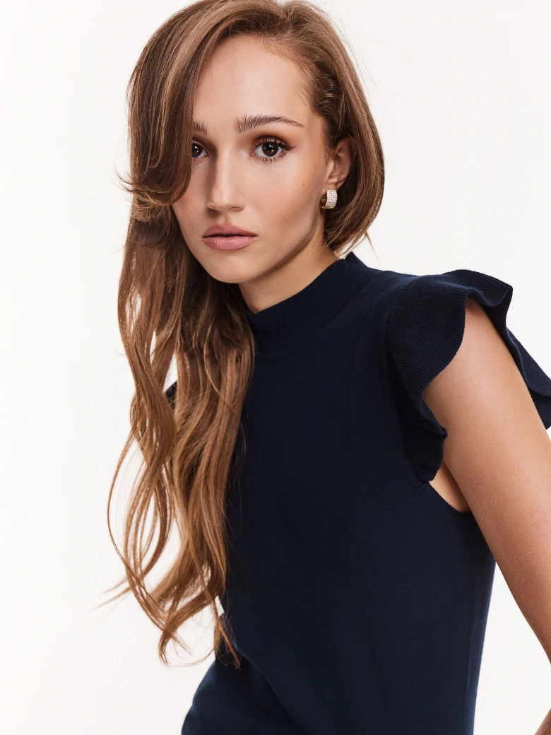 Navy viscose knit sweater