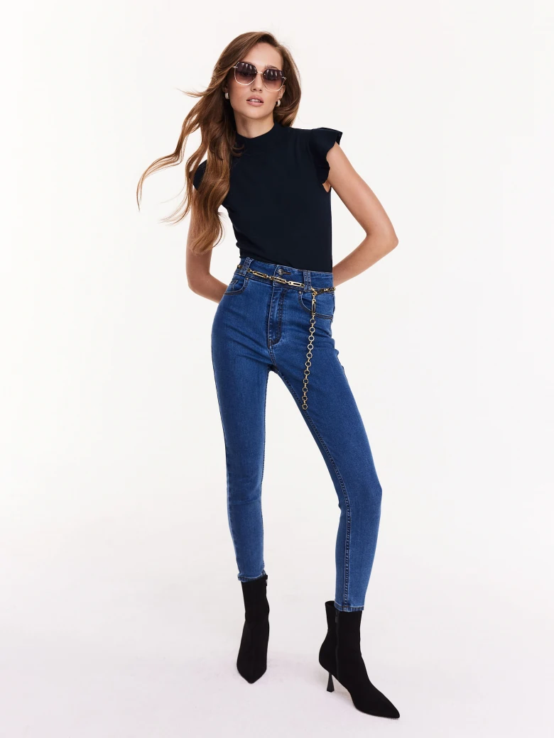 Navy viscose knit sweater