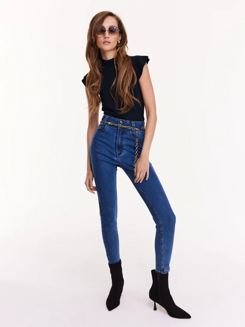 Navy viscose knit sweater