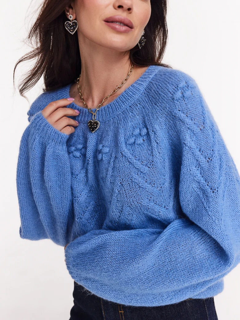 Cornflower oversize sweater with wool blend