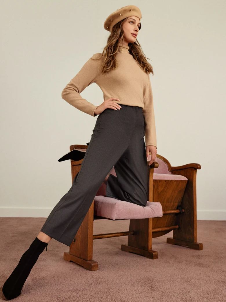 Soft turtleneck sweater in caramel color