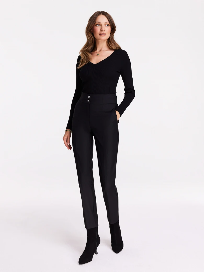 Black thin ribbed knit sweater