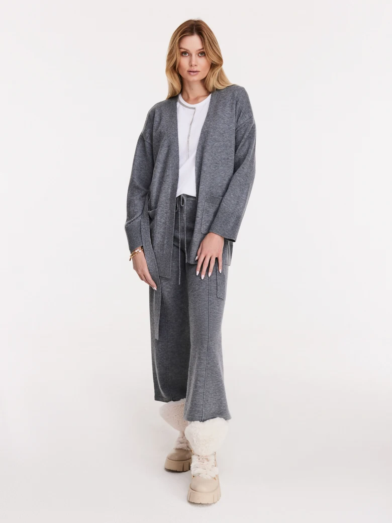 Gray unbuttoned merino wool cardigan