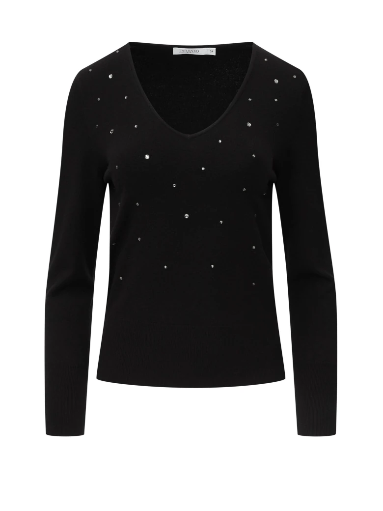 Sweater with heart neckline in black color