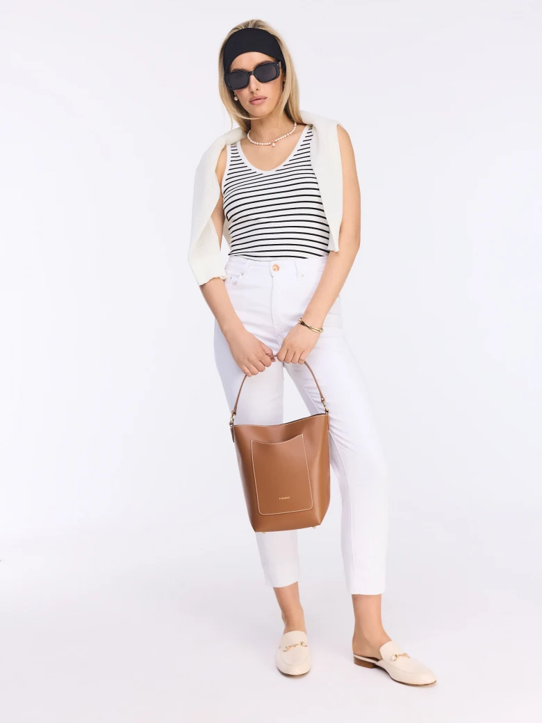 Ribbed striped viscose top