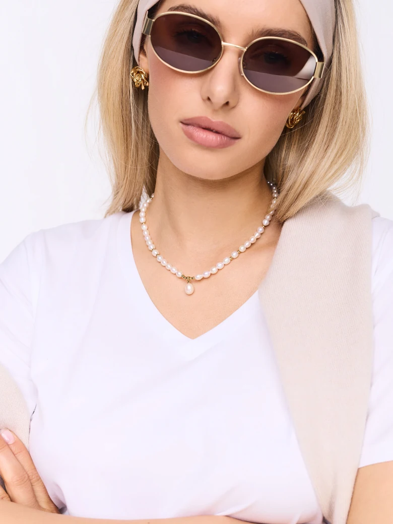 White blouse with a V-neck