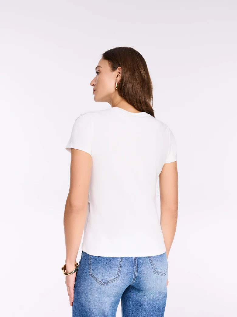 White cotton blouse with decorative frill
