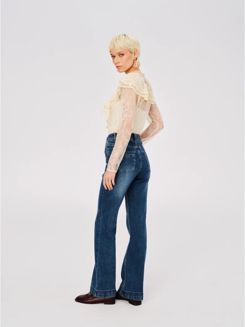 Lace cream blouse with embellishments