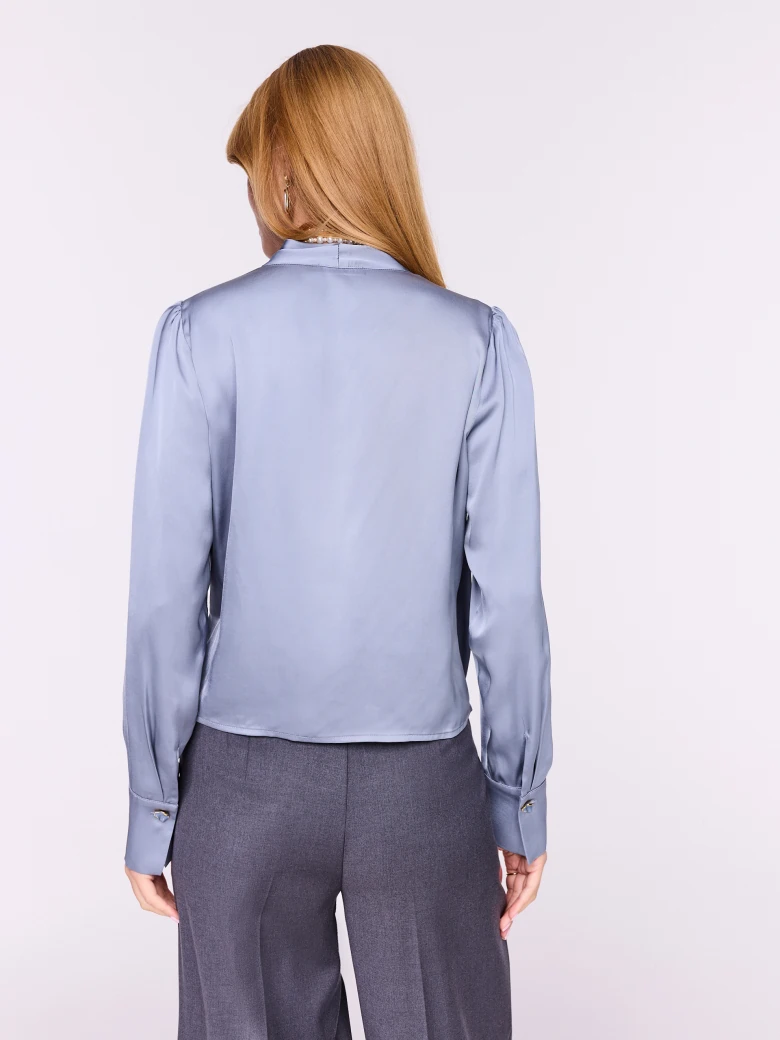 Gray viscose satin blouse