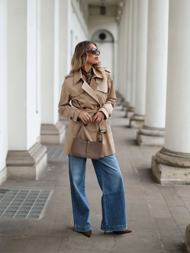 Short beige trench coat