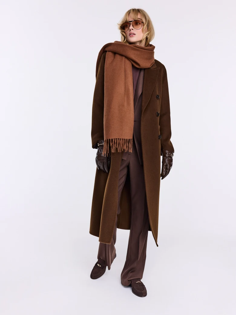 Double-faced chocolate wool coat