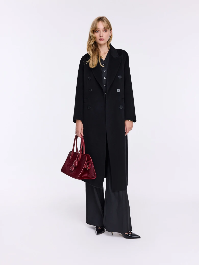 Black double-faced wool coat
