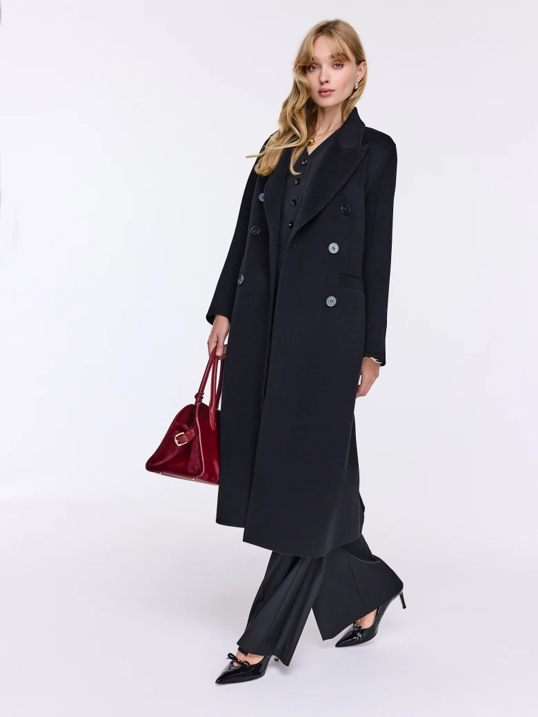 Black double-faced wool coat