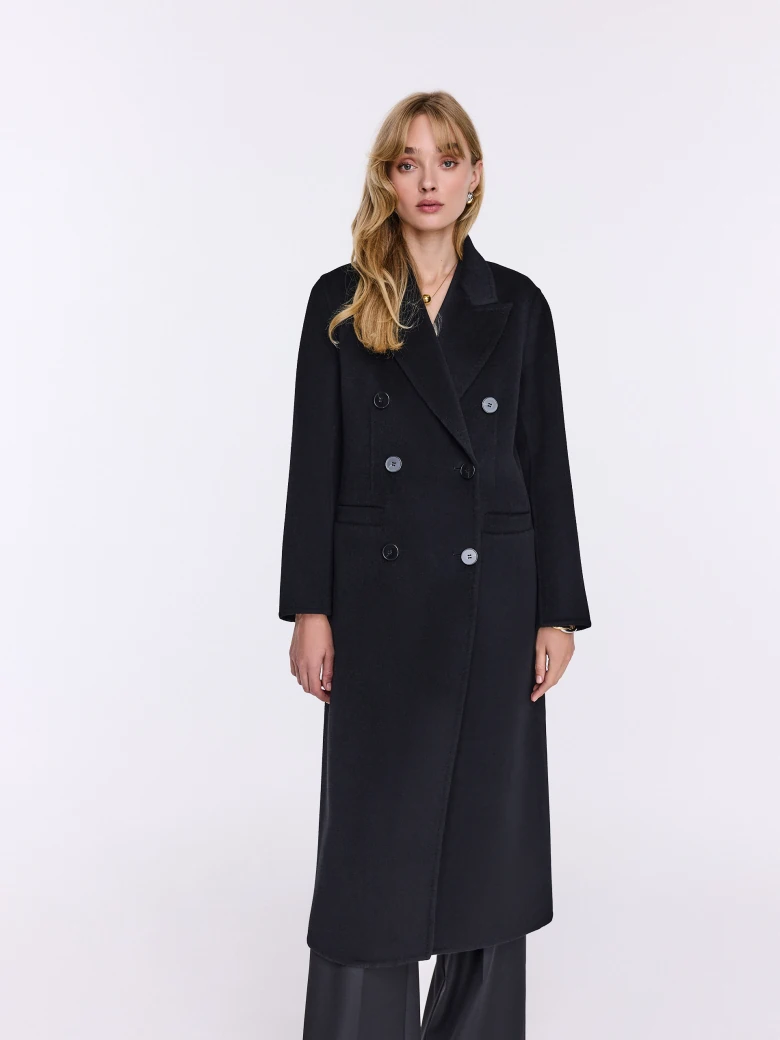 Black double-faced wool coat