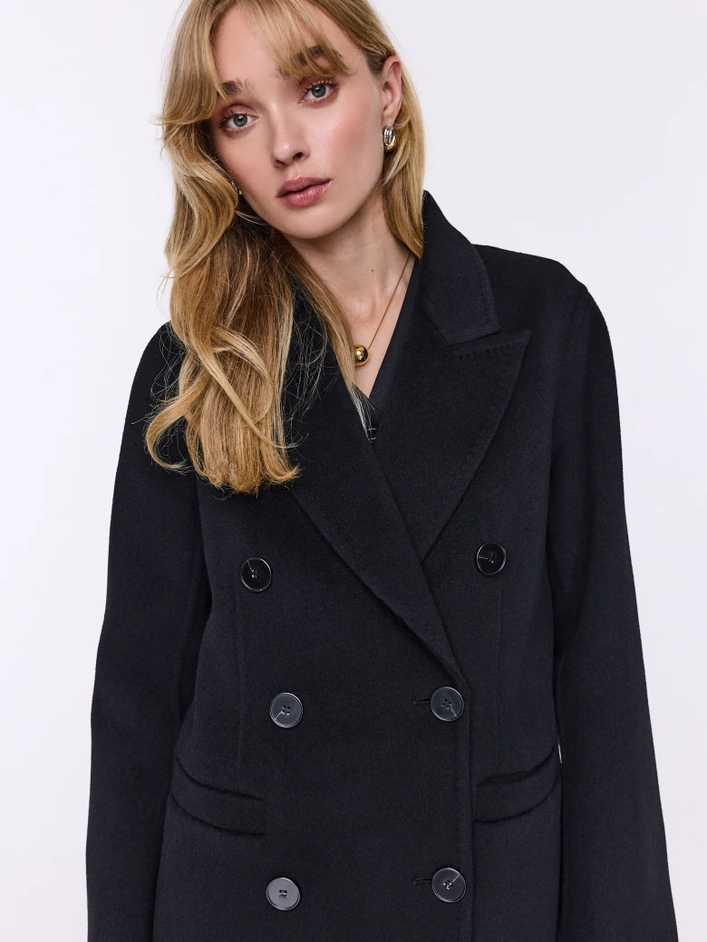 Black double-faced wool coat