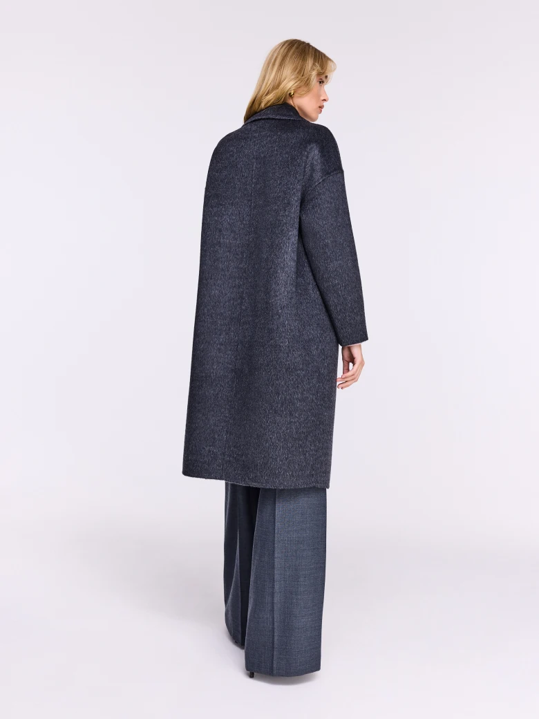 Elegant gray wool coat with silk and cashmere