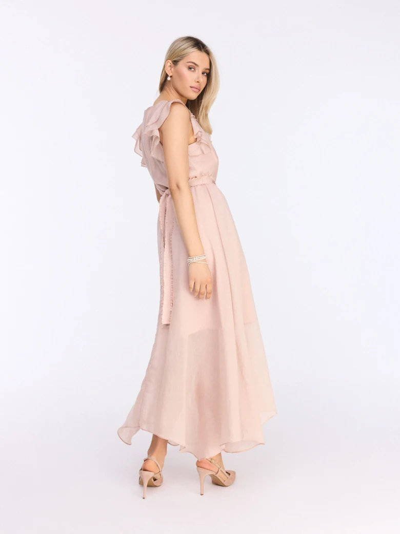 Powder pink maxi dress with decorative beads