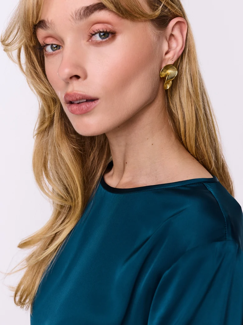 Satin midi dress in sea blue