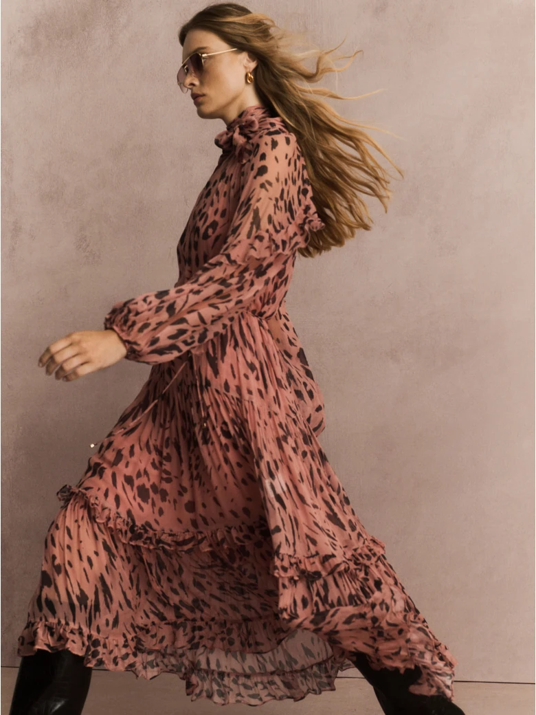 Airy pink viscose midi dress