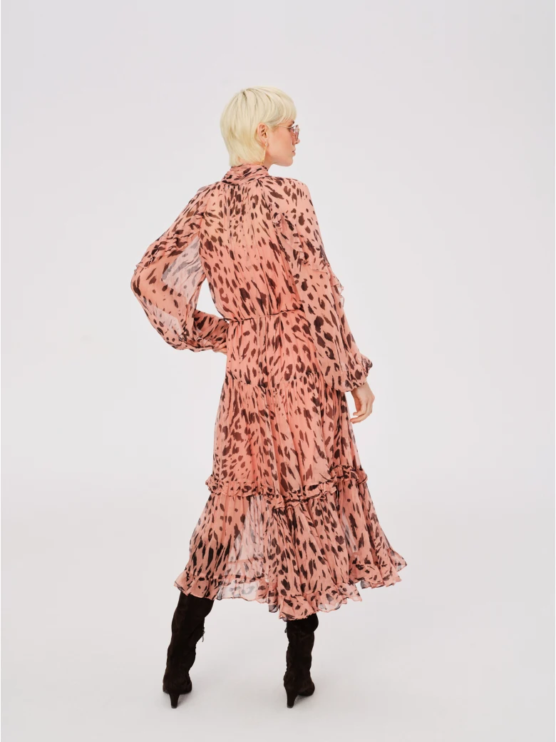 Airy pink viscose midi dress