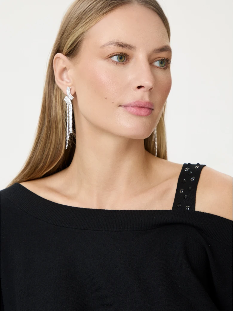 Asymmetrical black midi dress