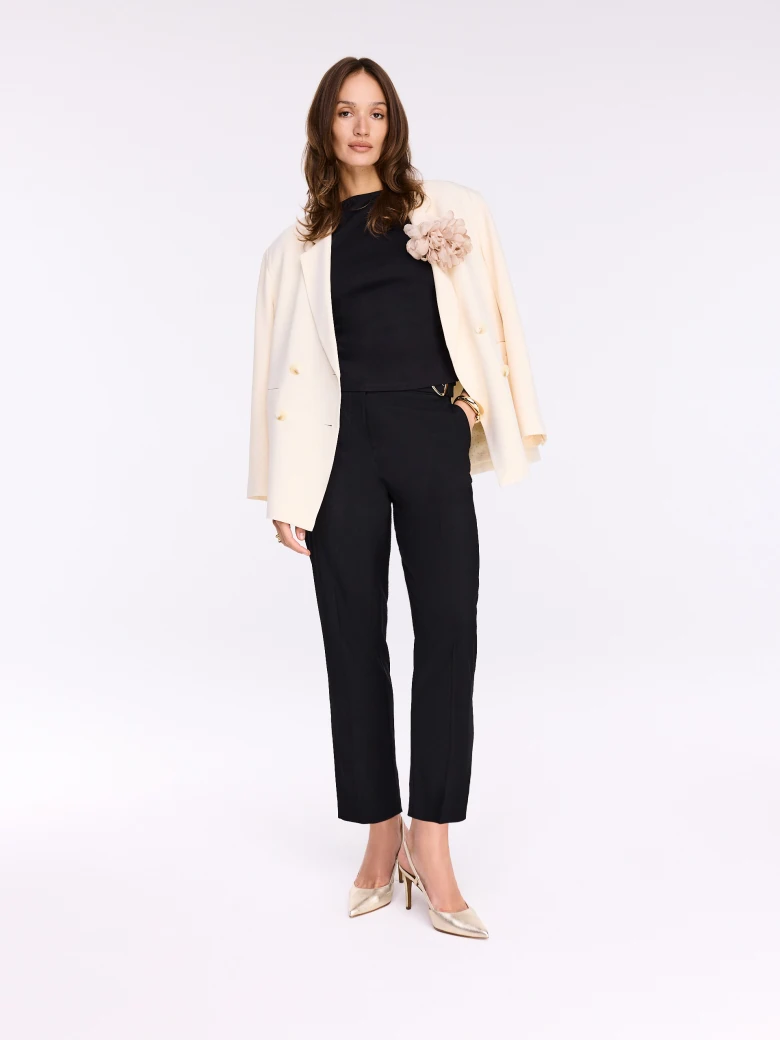 Elegant black high-waisted cigarette pants