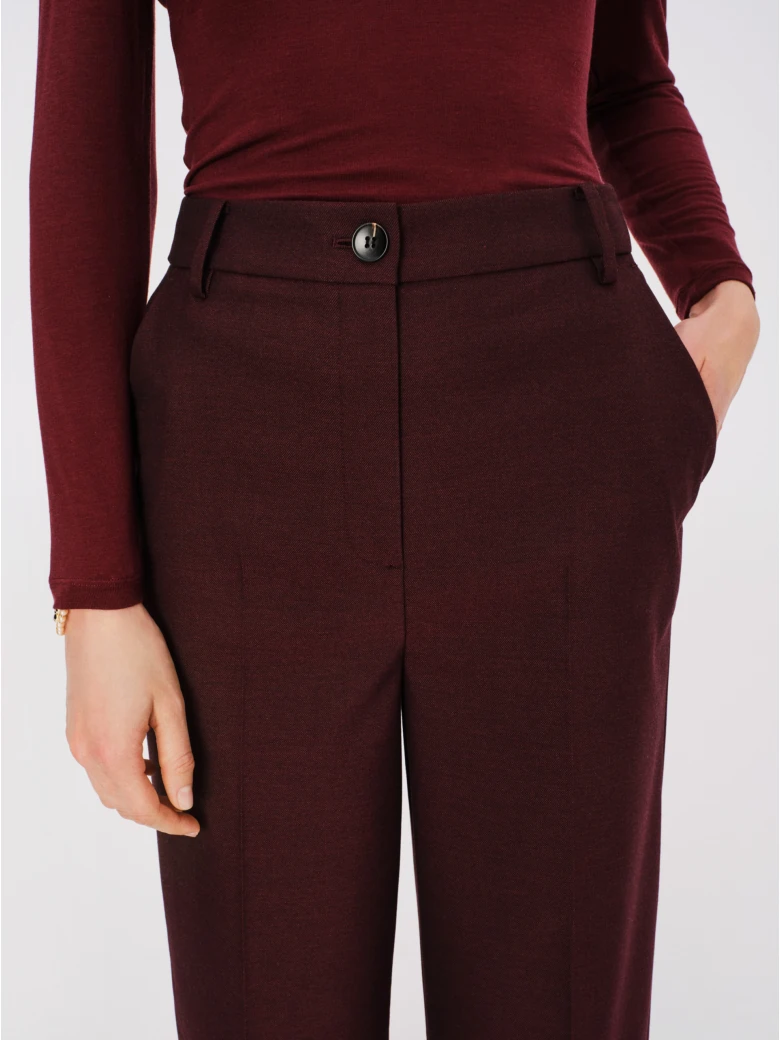 Elegant burgundy high-waisted trousers