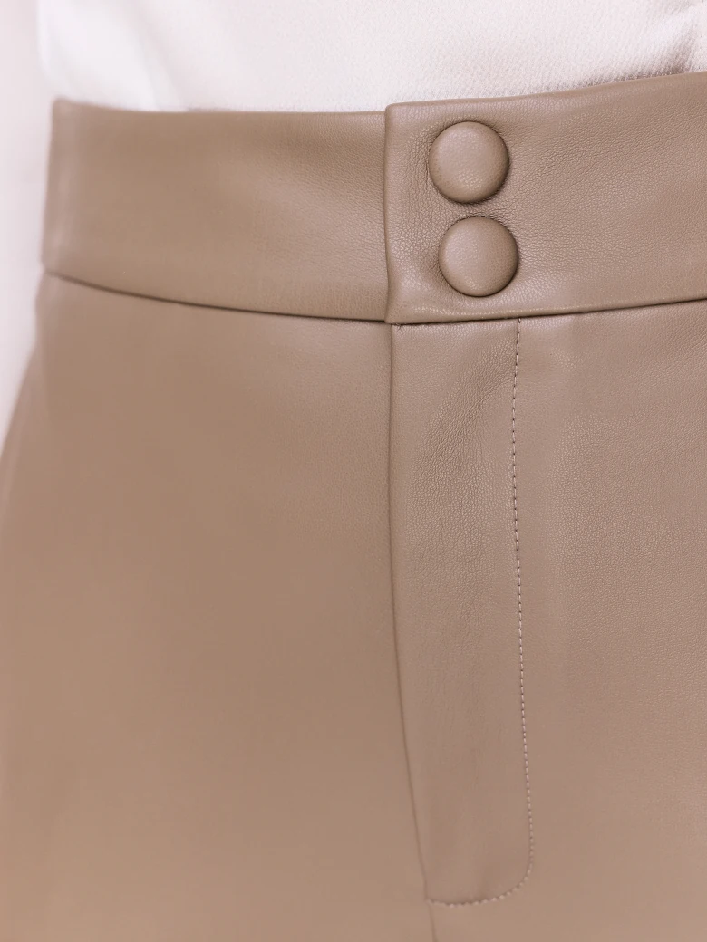 Beige faux leather cigarette pants