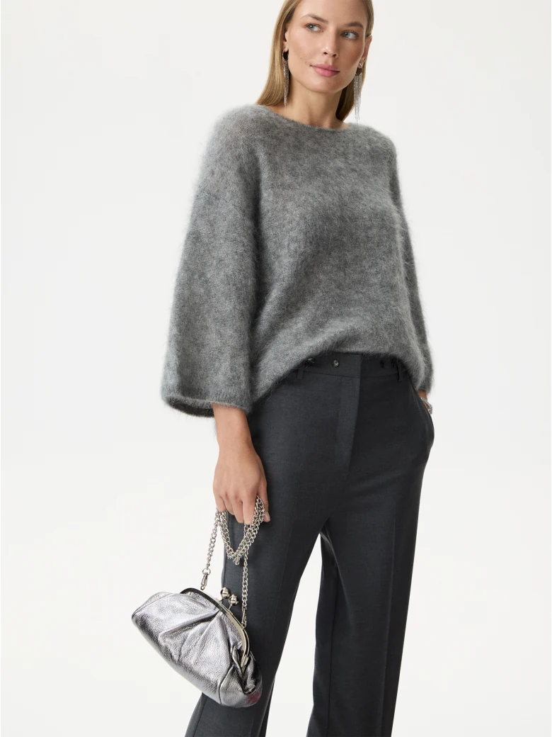 Dark gray elegant pants with straight legs