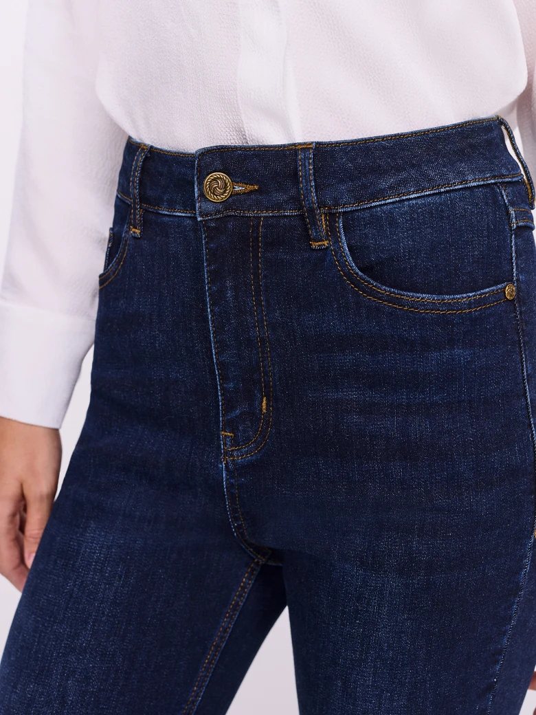 Navy blue slim-fit jeans
