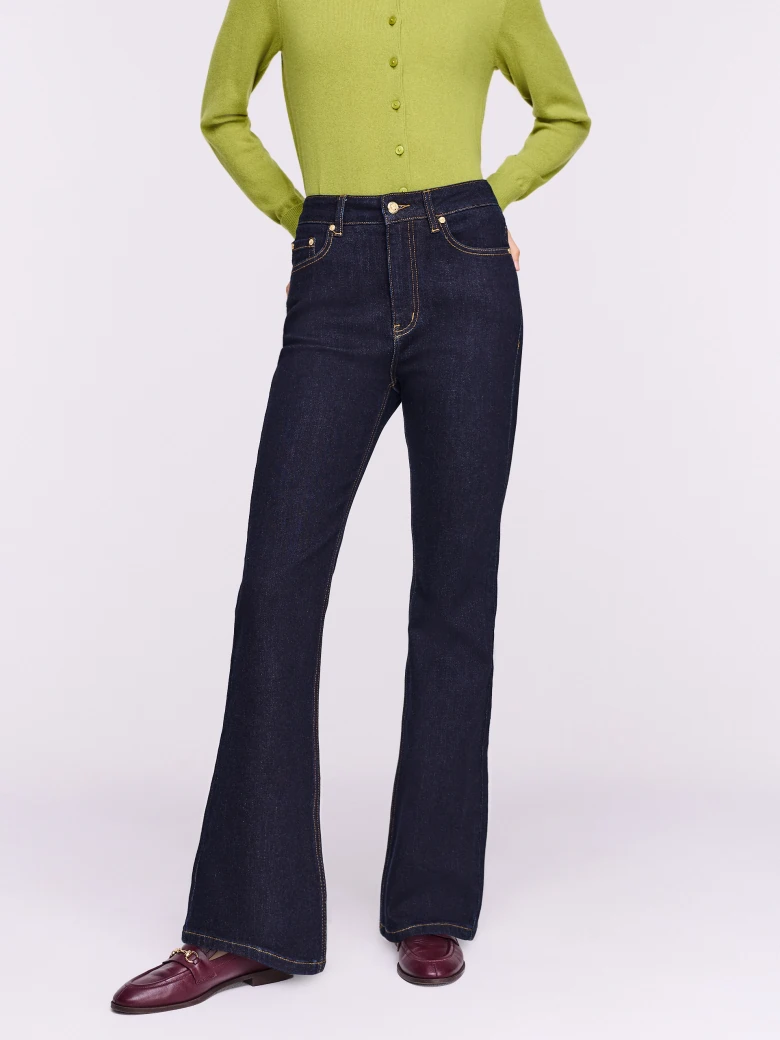 Dark navy blue flare jeans