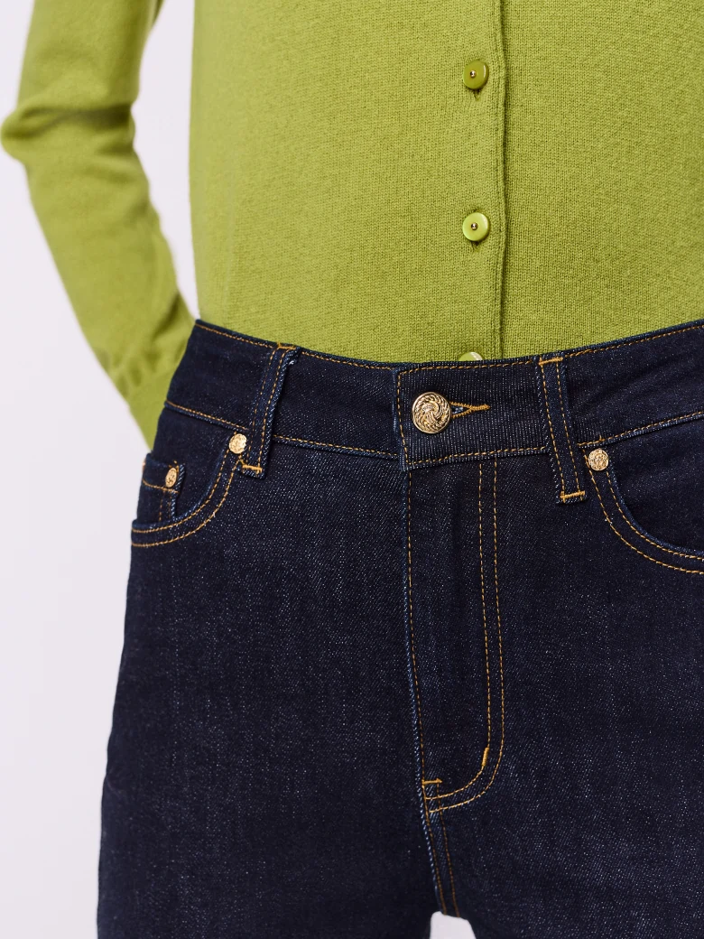 Dark navy blue flare jeans