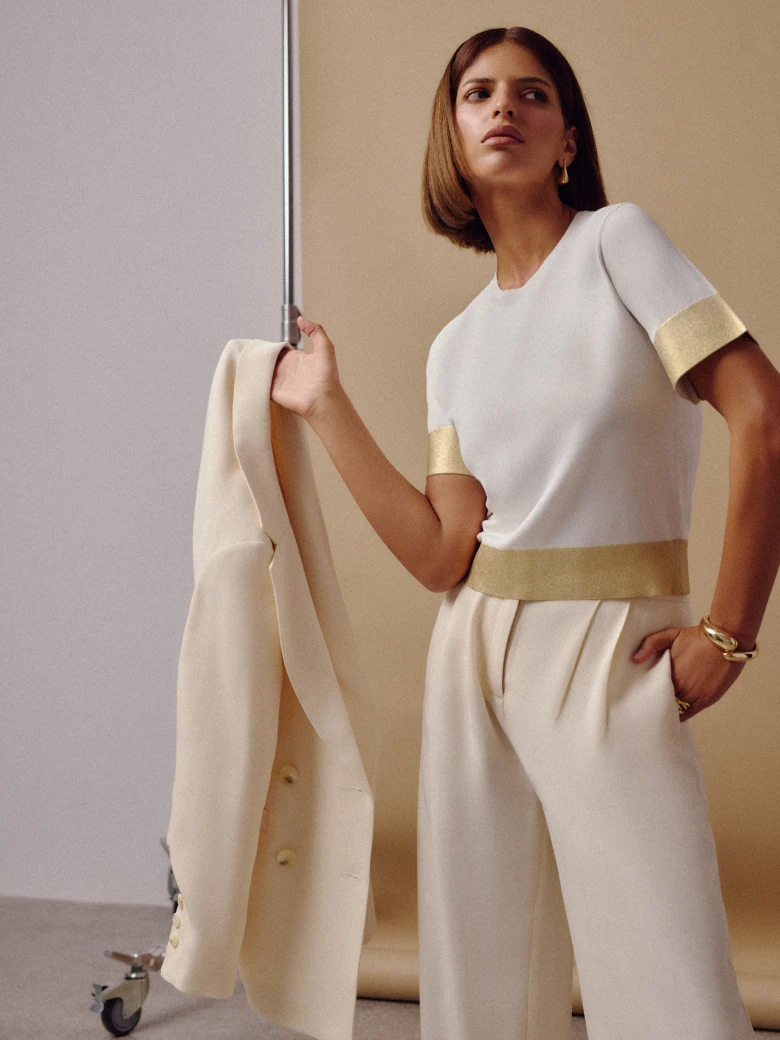 Cream sweater with gold details